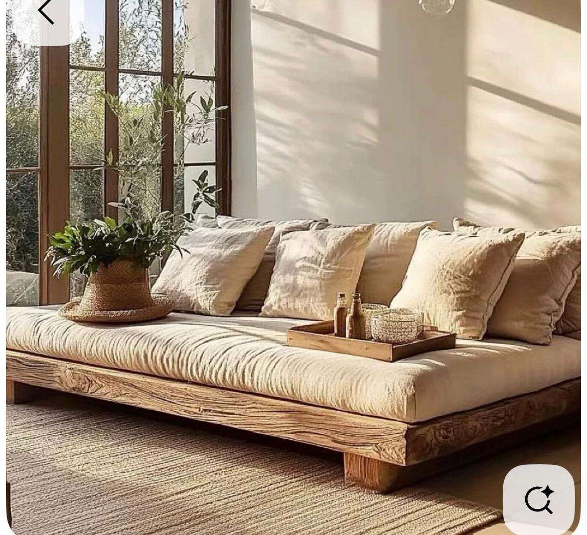 Rustic wooden platform daybed