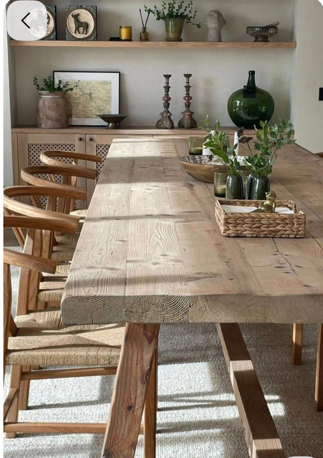 Reclaimed wood table with wishbone chairs