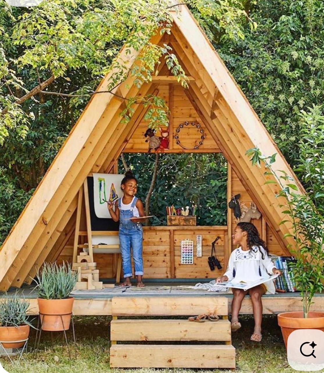 A-frame wooden play structure