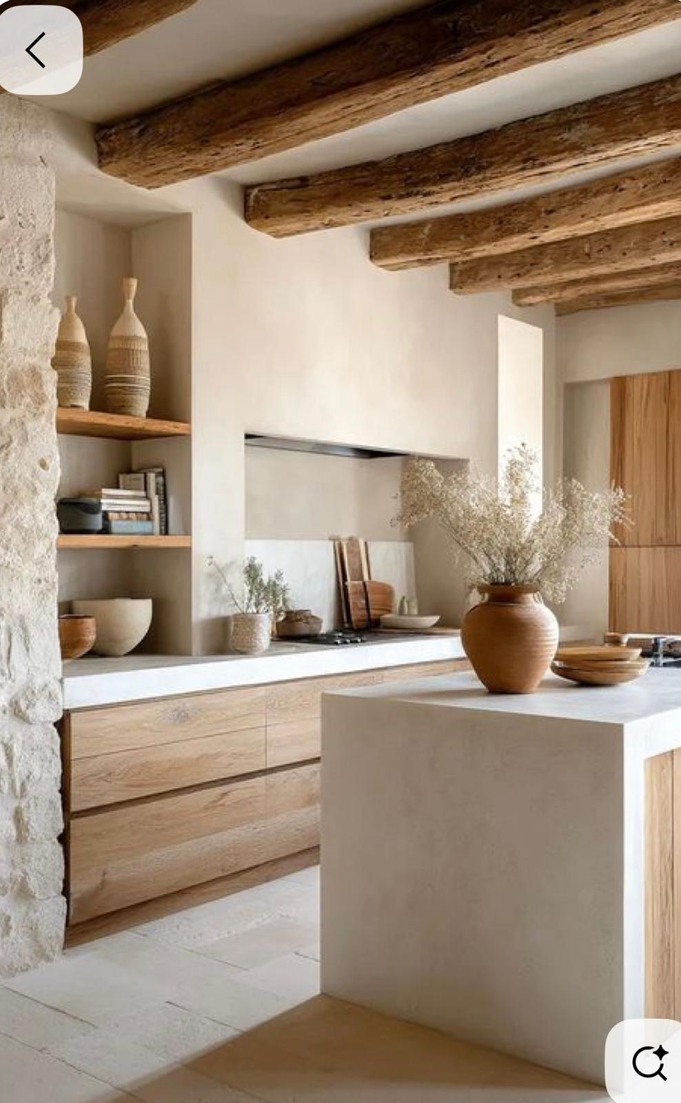 Natural wood cabinetry with warm tones