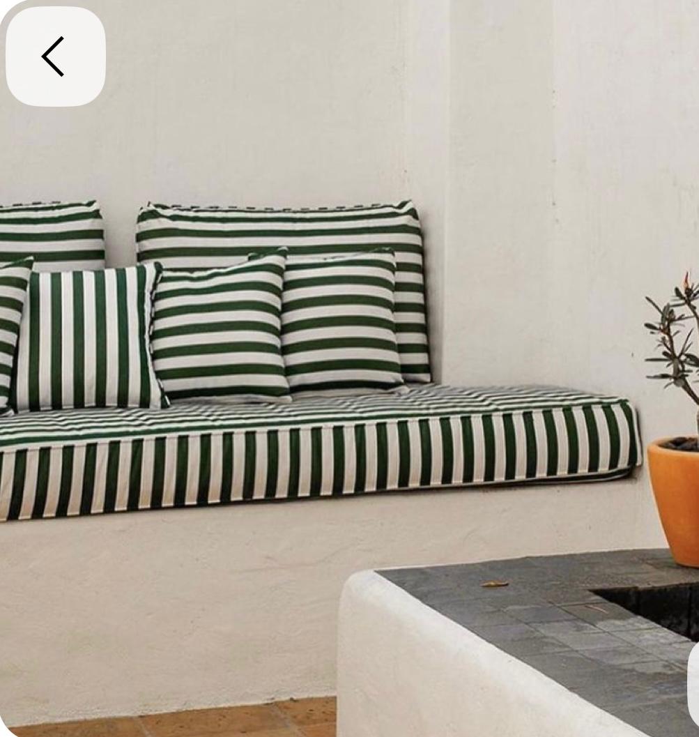 Green striped built-in bench cushion