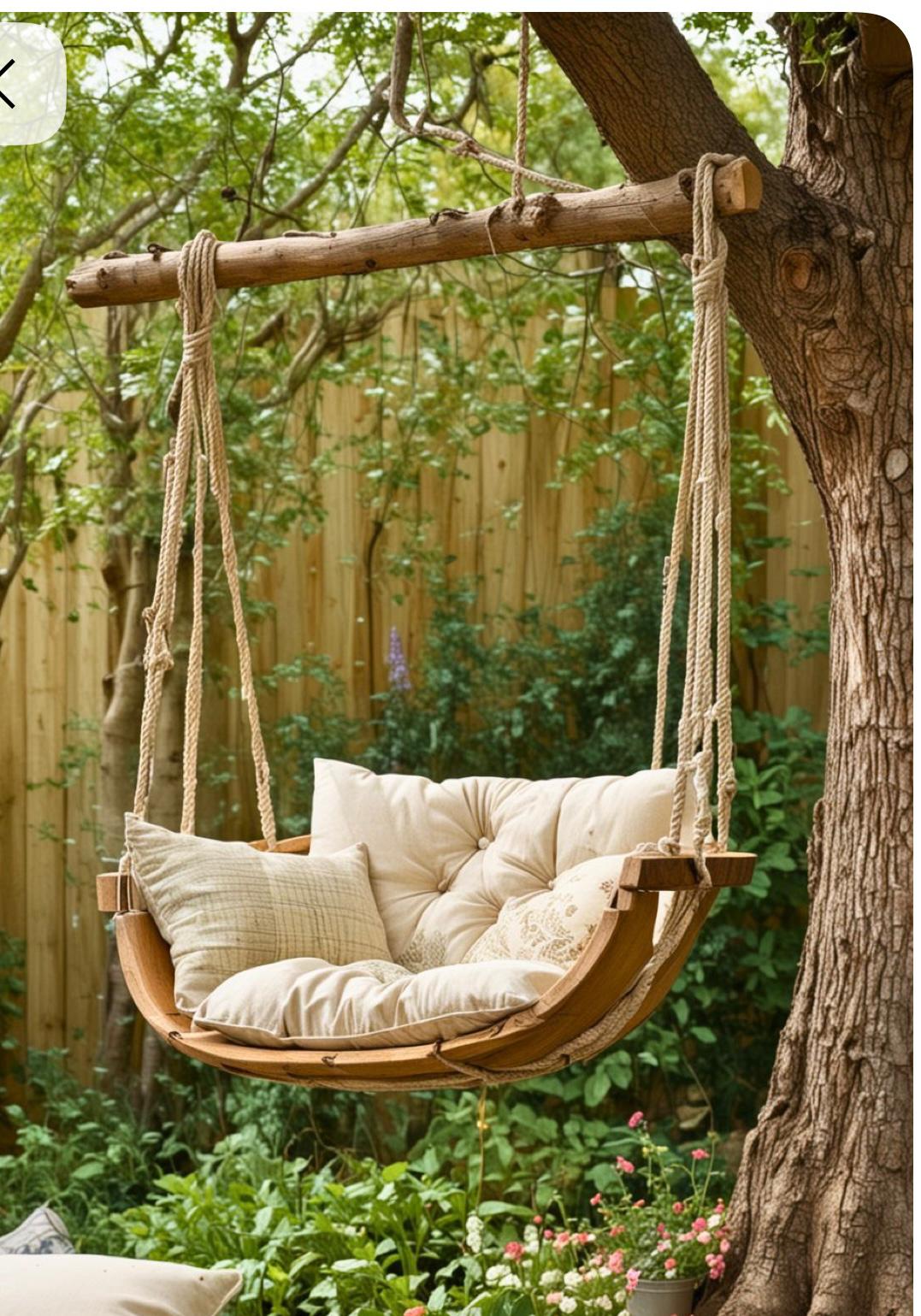 Rope swing chair from a tree branch